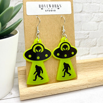 BIGFOOT UFO Abduction Sasquatch Earrings