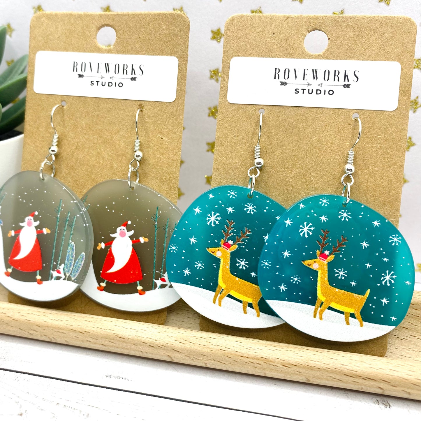 Big SANTA & REINDEER Christmas Earrings