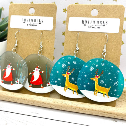 Big SANTA & REINDEER Christmas Earrings