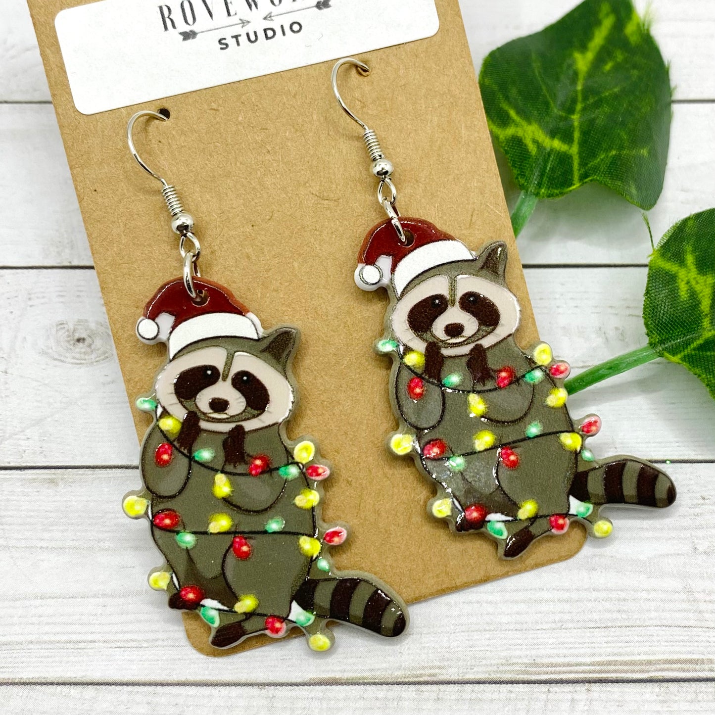 Christmas Light RACCOONS Earrings