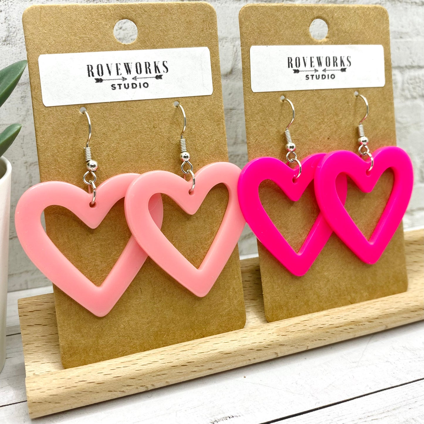 Big Pink HEART Outline Earrings