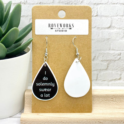 SWEARY Funny Saying Teardrop Earrings