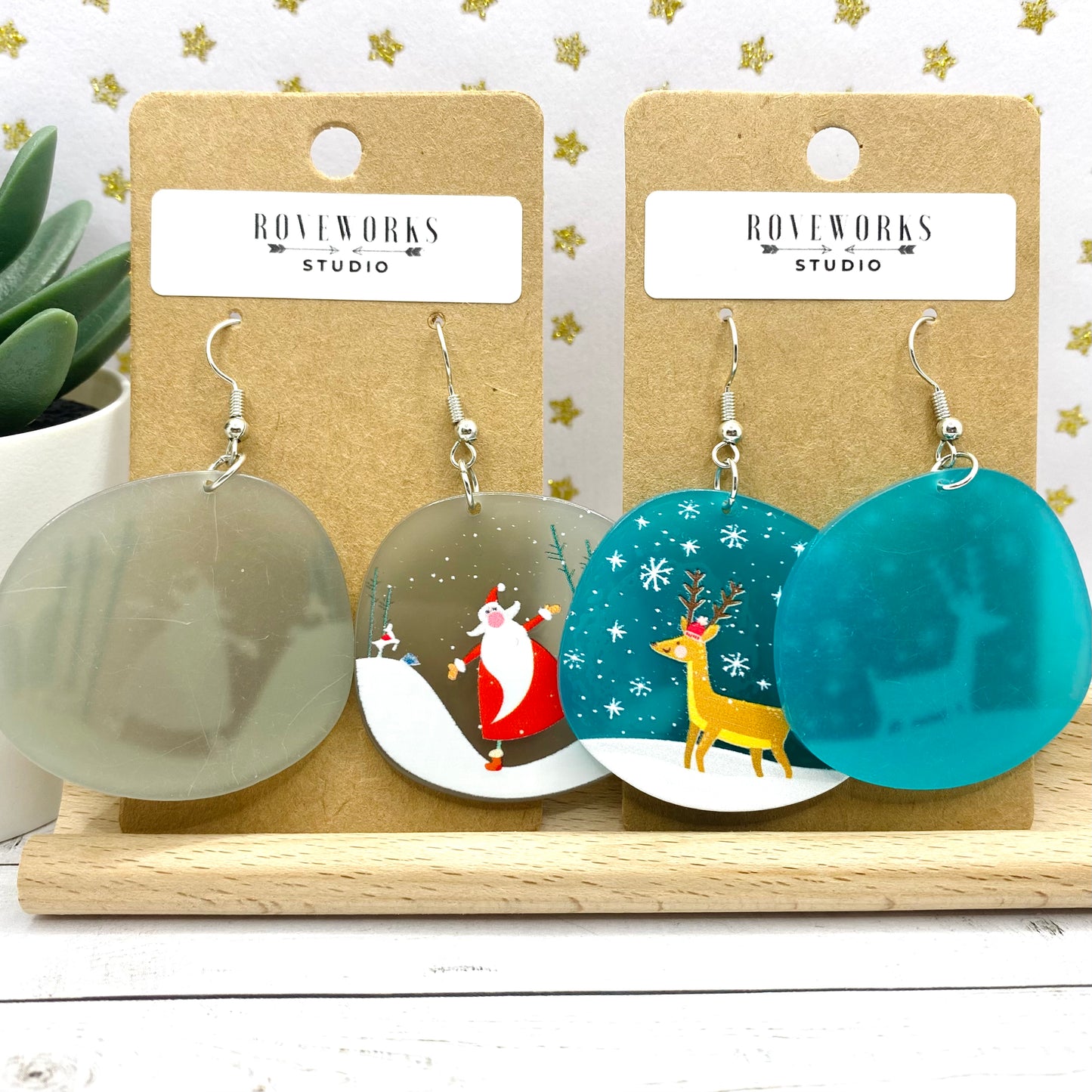 Big SANTA & REINDEER Christmas Earrings