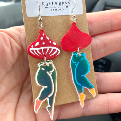 Iridescent MUSHROOM GIRL Earrings