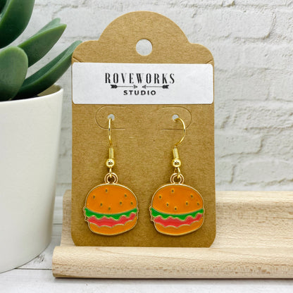 Little HAMBURGER & HOTDOG Mismatched Earrings