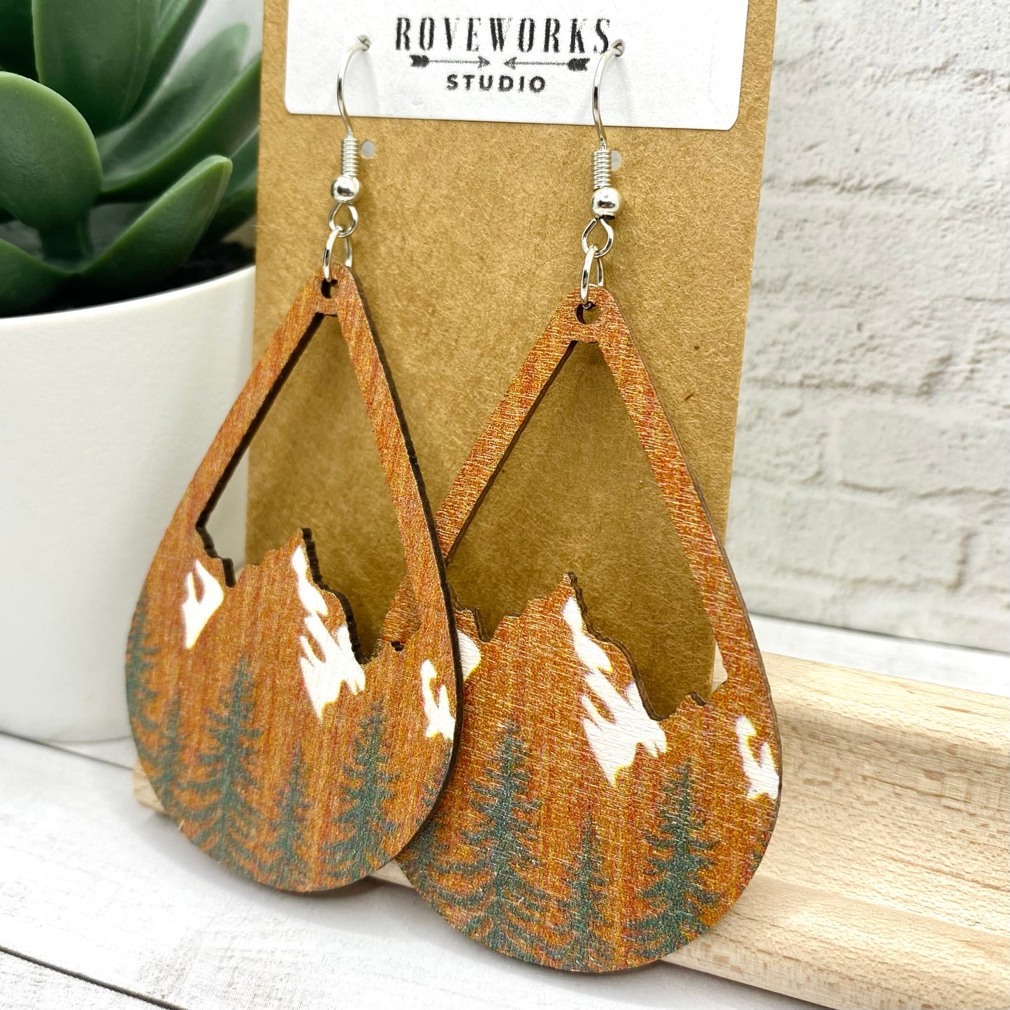 Big Teardrop MOUNTAIN SCENE Earrings