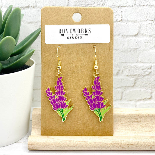 Purple LUPINE FLOWER Earrings