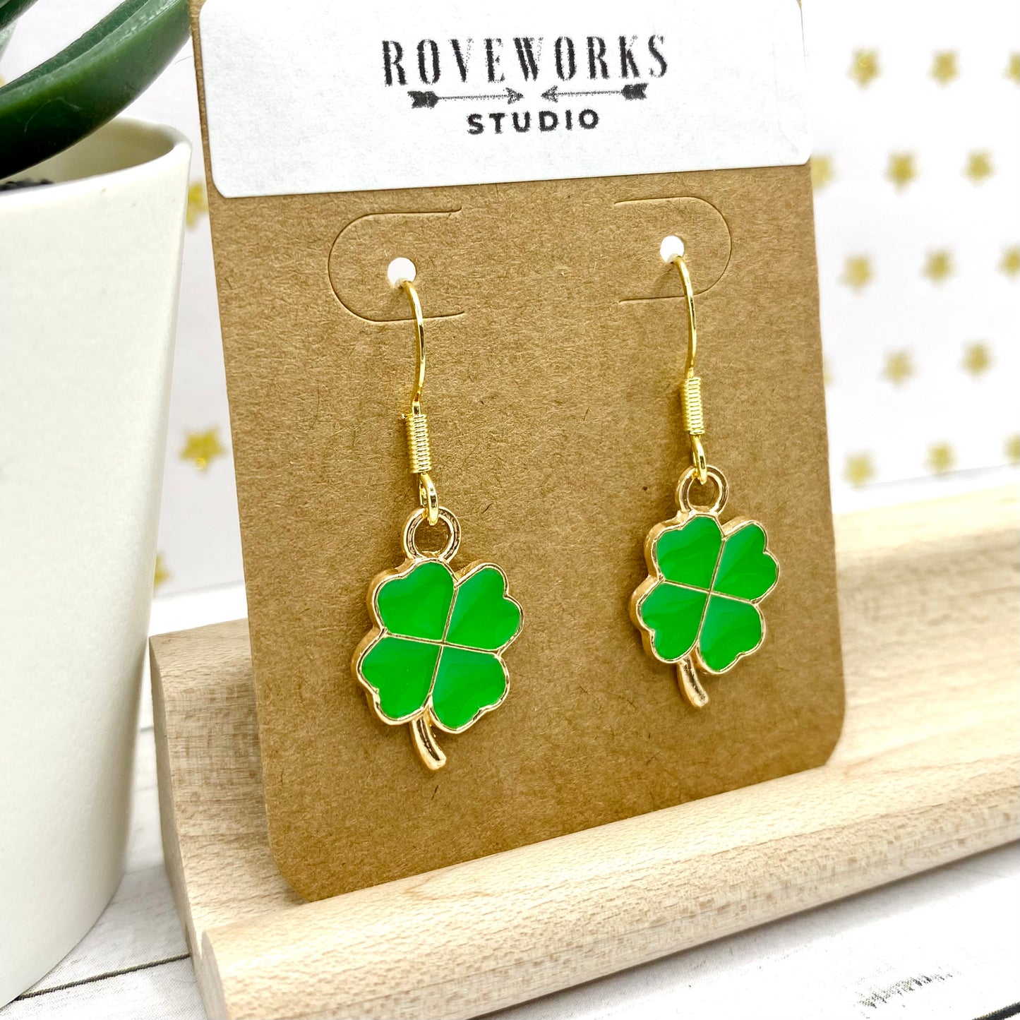 Green 4 LEAF CLOVER Earrings