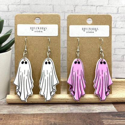 Spooky GHOST Earrings - Pink & White