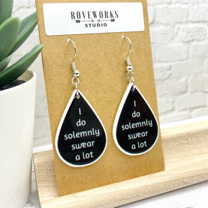 SWEARY Funny Saying Teardrop Earrings