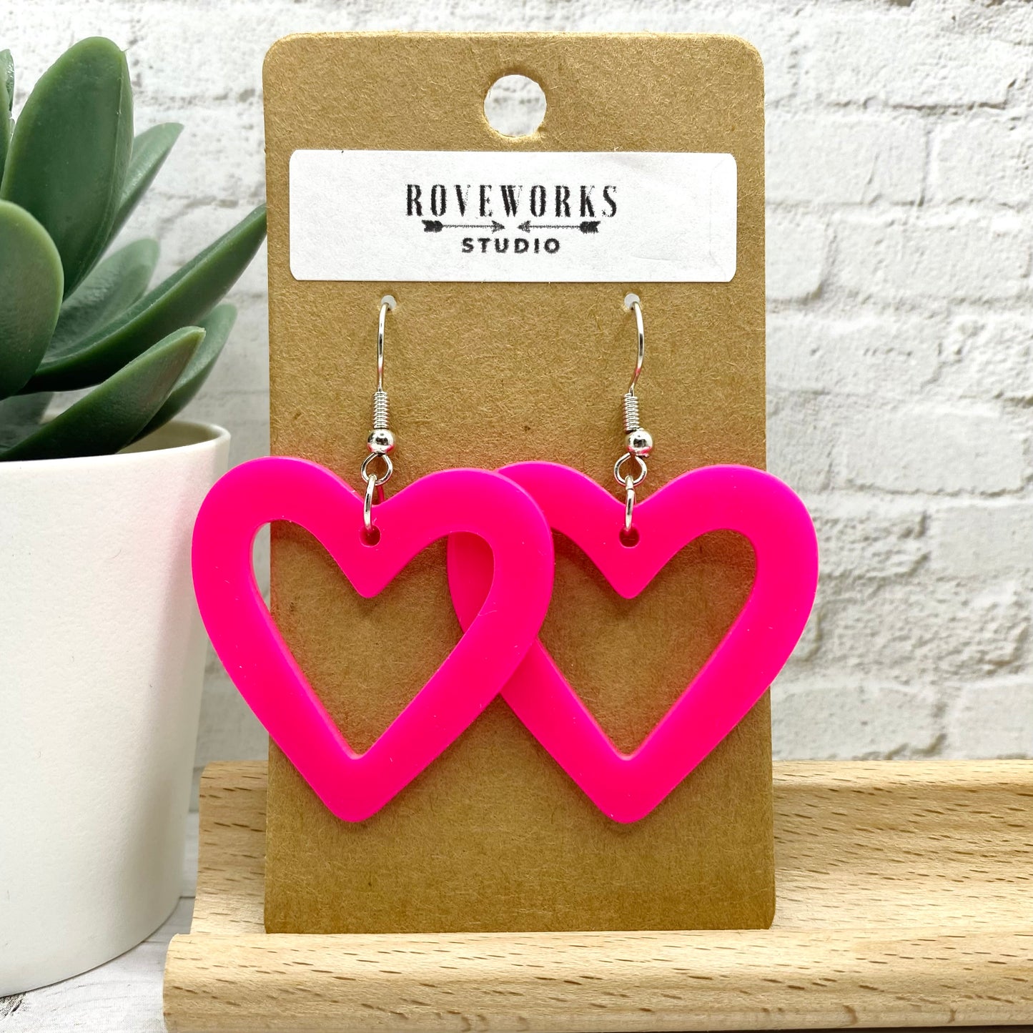 Big Pink HEART Outline Earrings