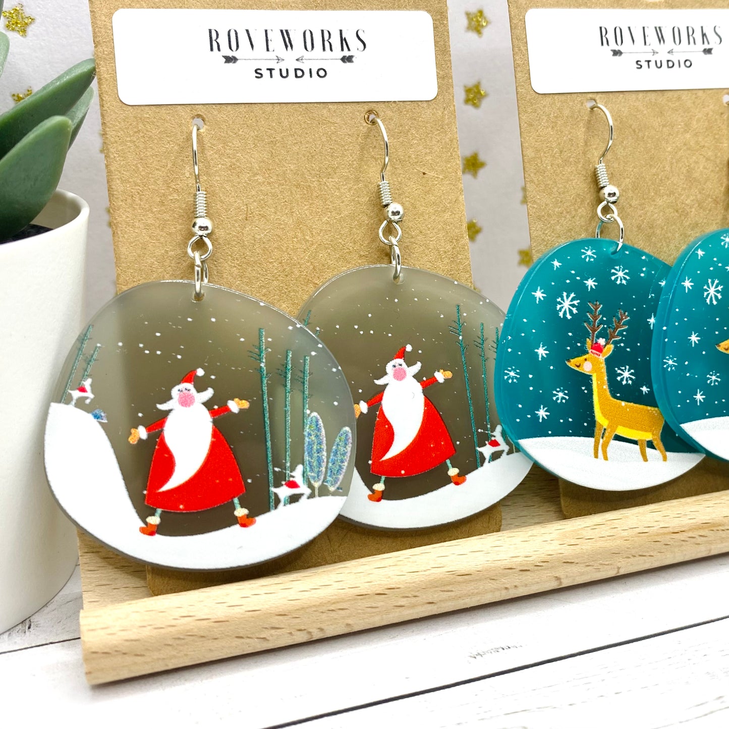 Big SANTA & REINDEER Christmas Earrings