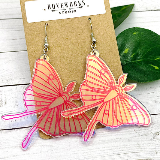 Oversized Iridescent MOTH EARRINGS