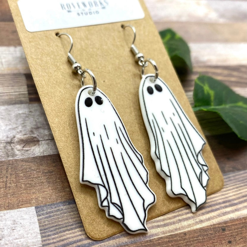 Spooky GHOST Earrings - Pink & White