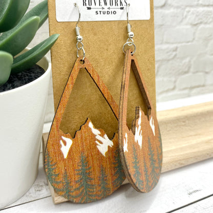 Big Teardrop MOUNTAIN SCENE Earrings