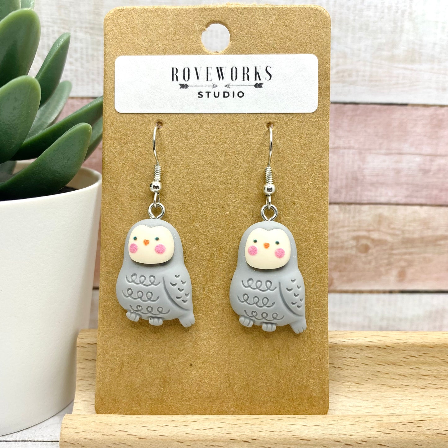 GRAY OWL Earrings