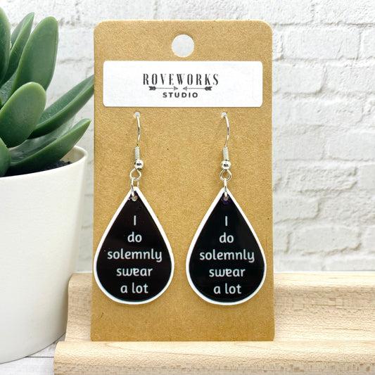 SWEARY Funny Saying Teardrop Earrings