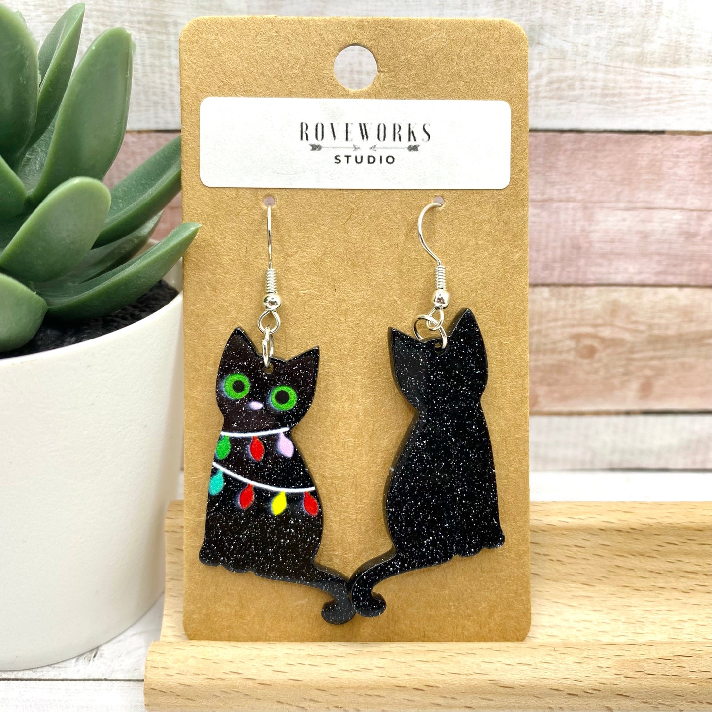 Mischievous CHRISTMAS CATS in Lights Earrings