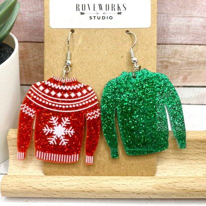 Ugly CHRISTMAS SWEATER Mismatched Earrings