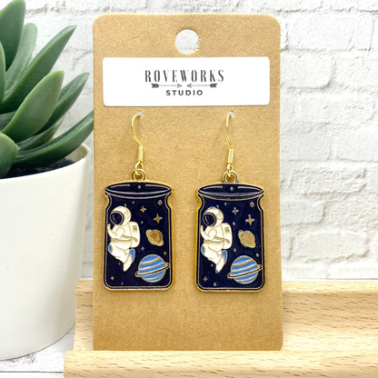 ASTRONAUT & PLANETS In Jars Earrings