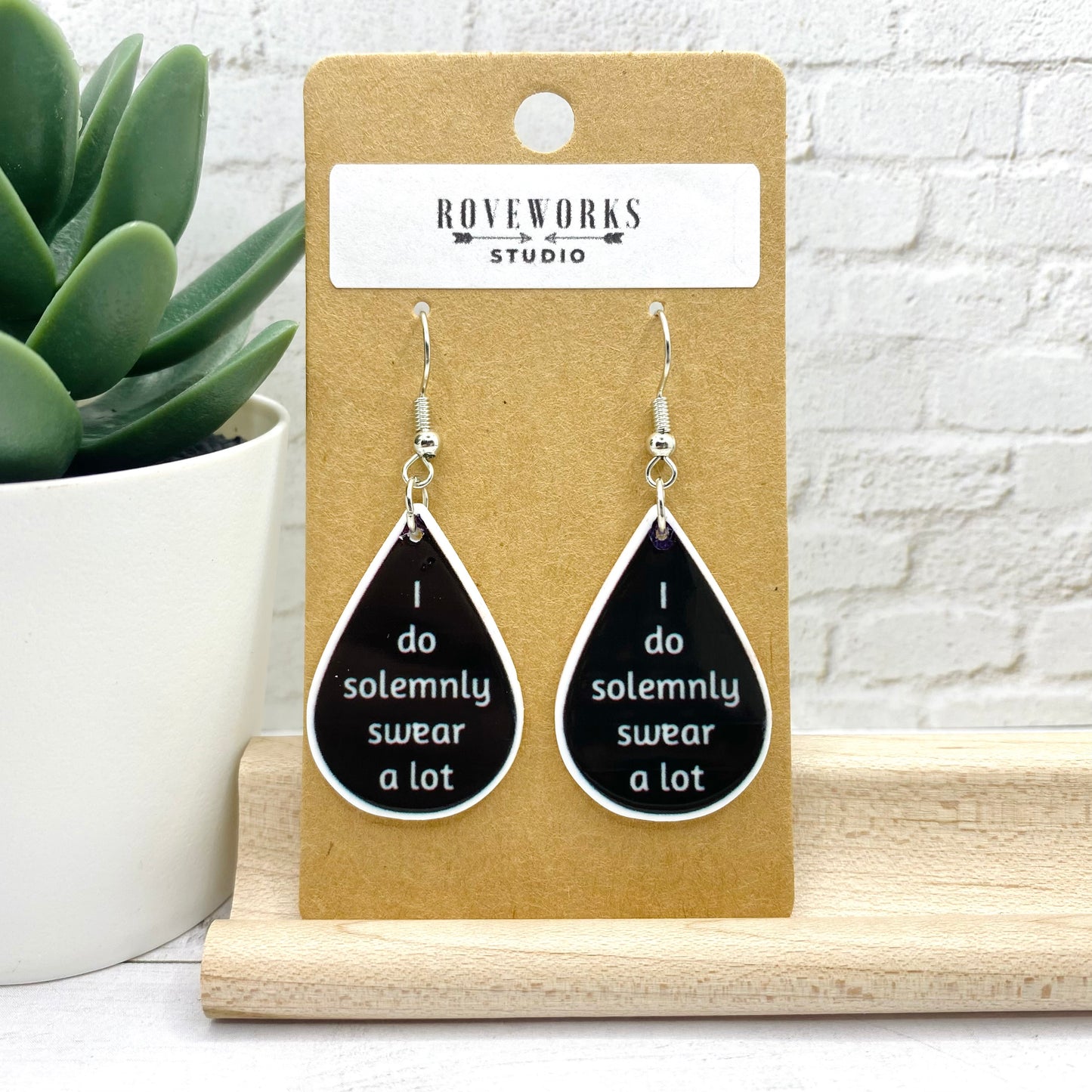 SWEARY Funny Saying Teardrop Earrings