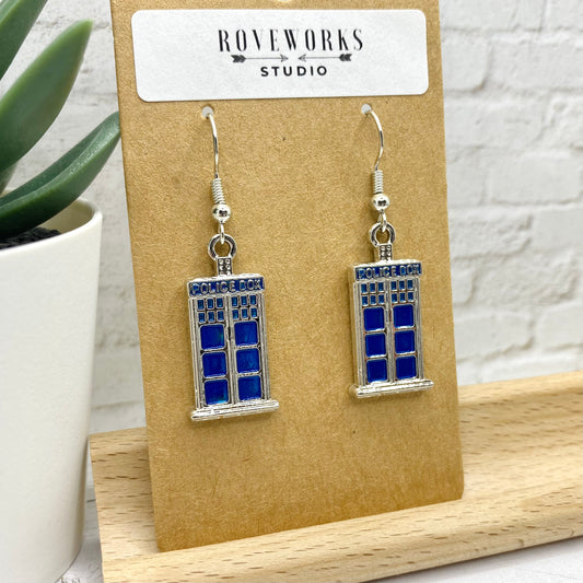 POLICE BOX Tardis Earrings