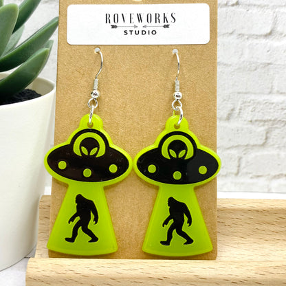 BIGFOOT UFO Abduction Sasquatch Earrings