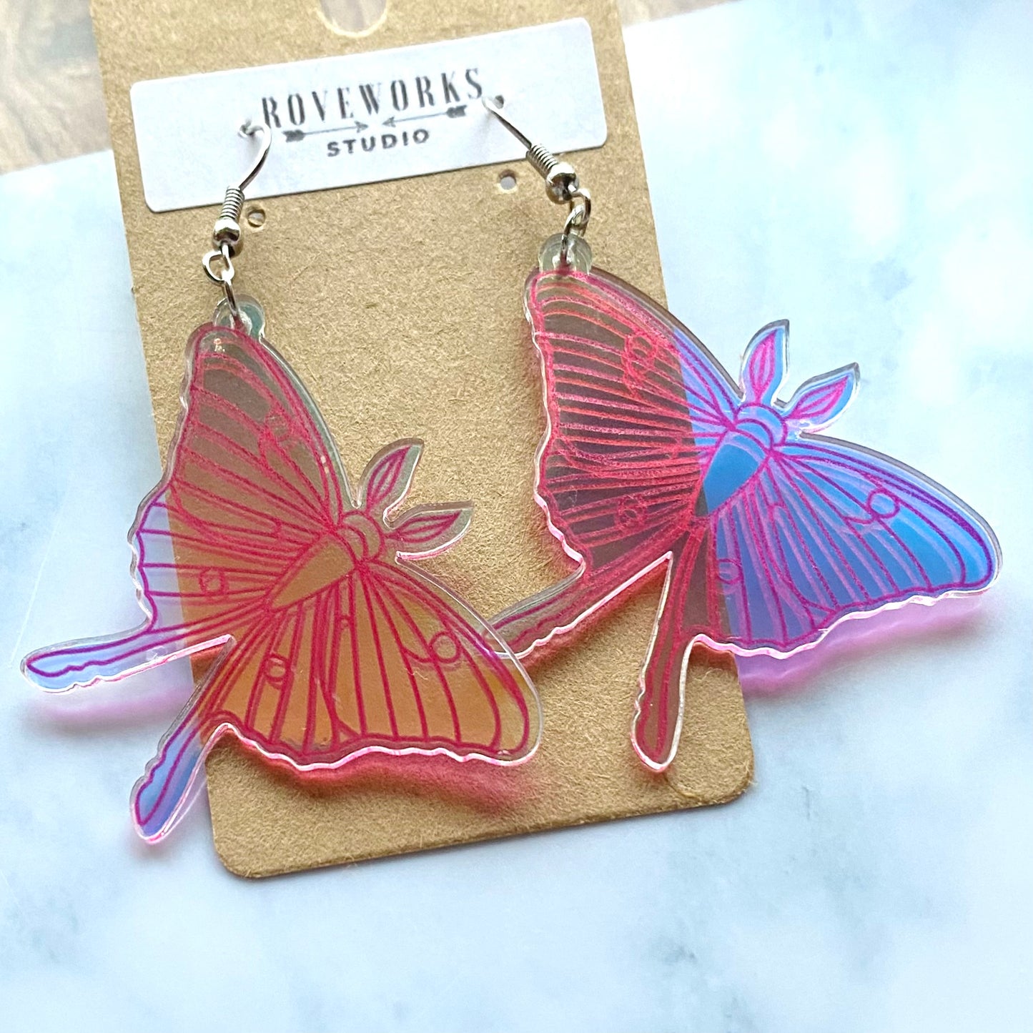 Oversized Iridescent MOTH EARRINGS