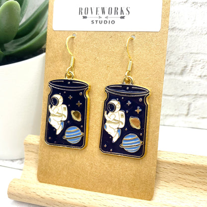 ASTRONAUT & PLANETS In Jars Earrings