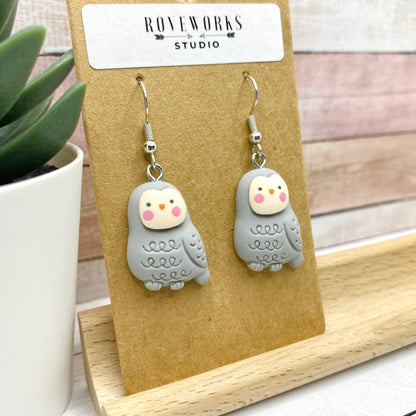 GRAY OWL Earrings