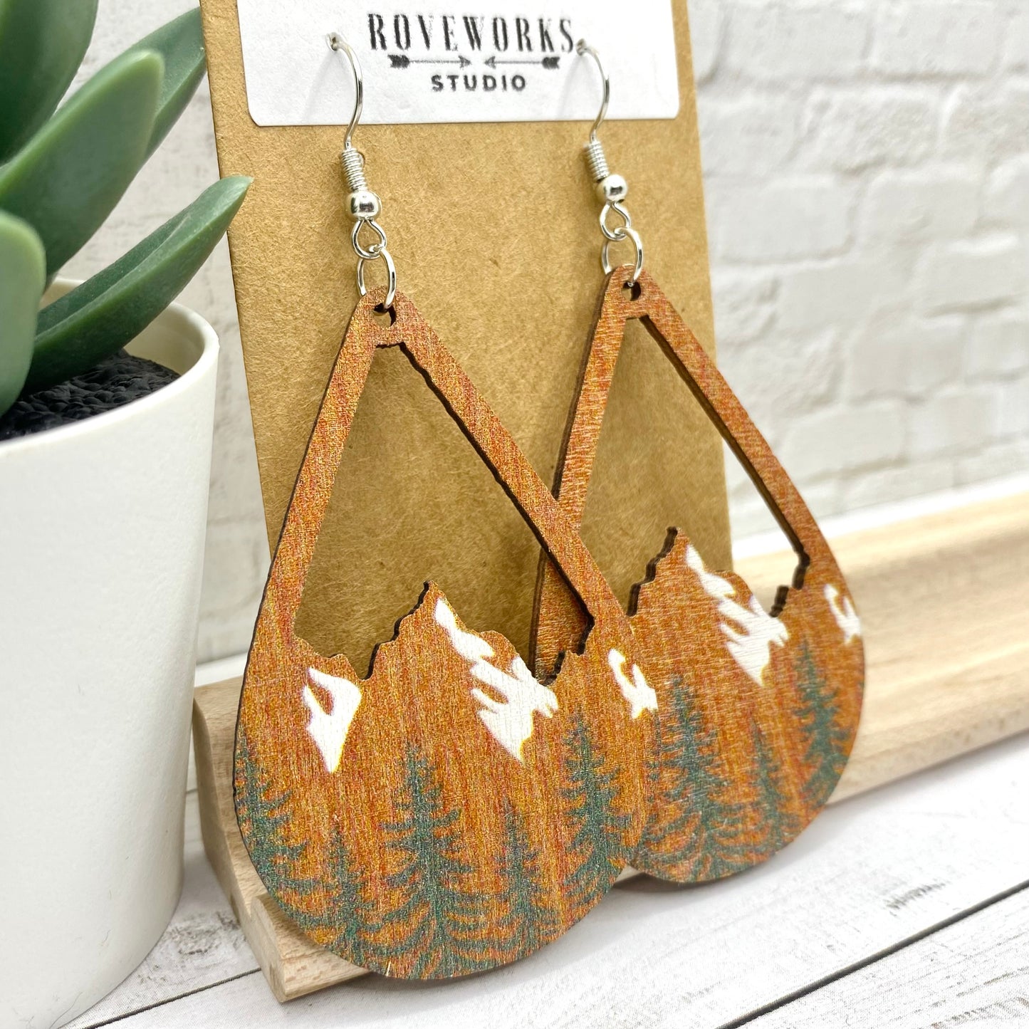 Big Teardrop MOUNTAIN SCENE Earrings