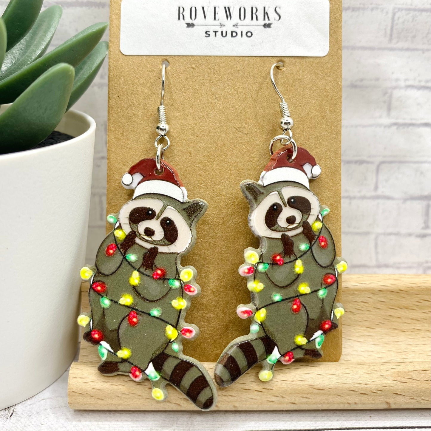 Christmas Light RACCOONS Earrings