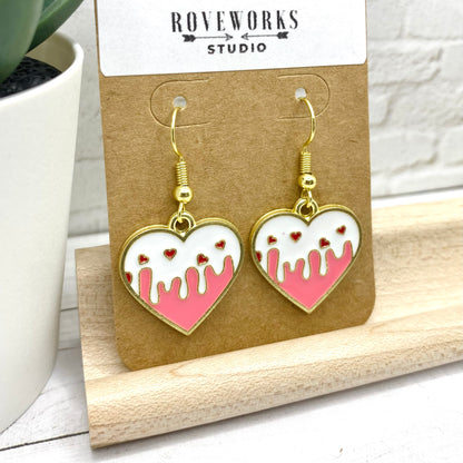 Pink CUPCAKE HEART Earrings