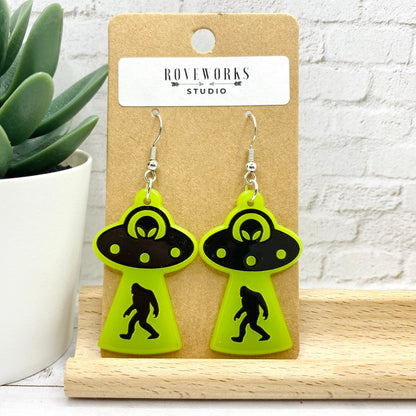 BIGFOOT UFO Abduction Sasquatch Earrings