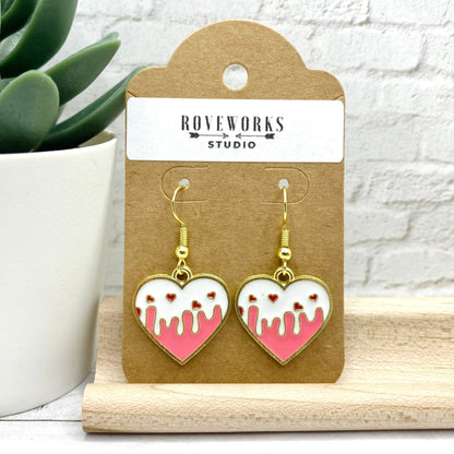 Pink CUPCAKE HEART Earrings