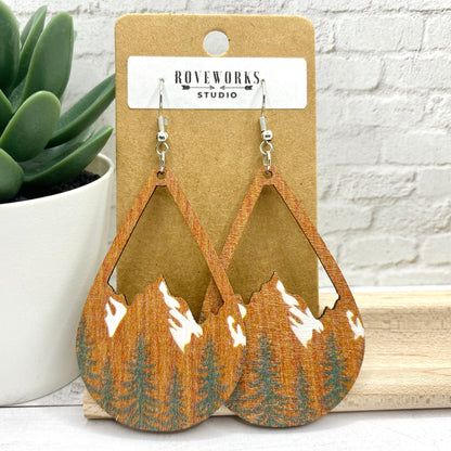 Big Teardrop MOUNTAIN SCENE Earrings