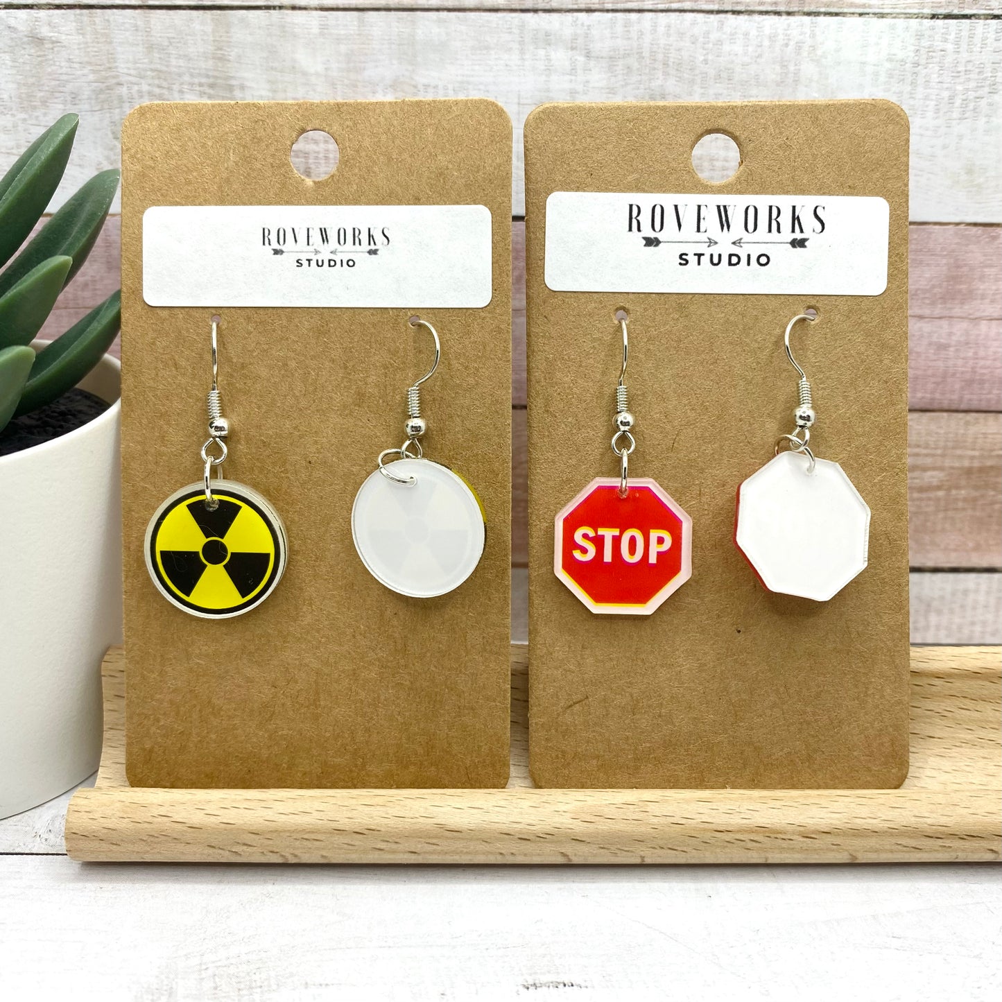 STOP & NUCLEAR WASTE Sign Earrings