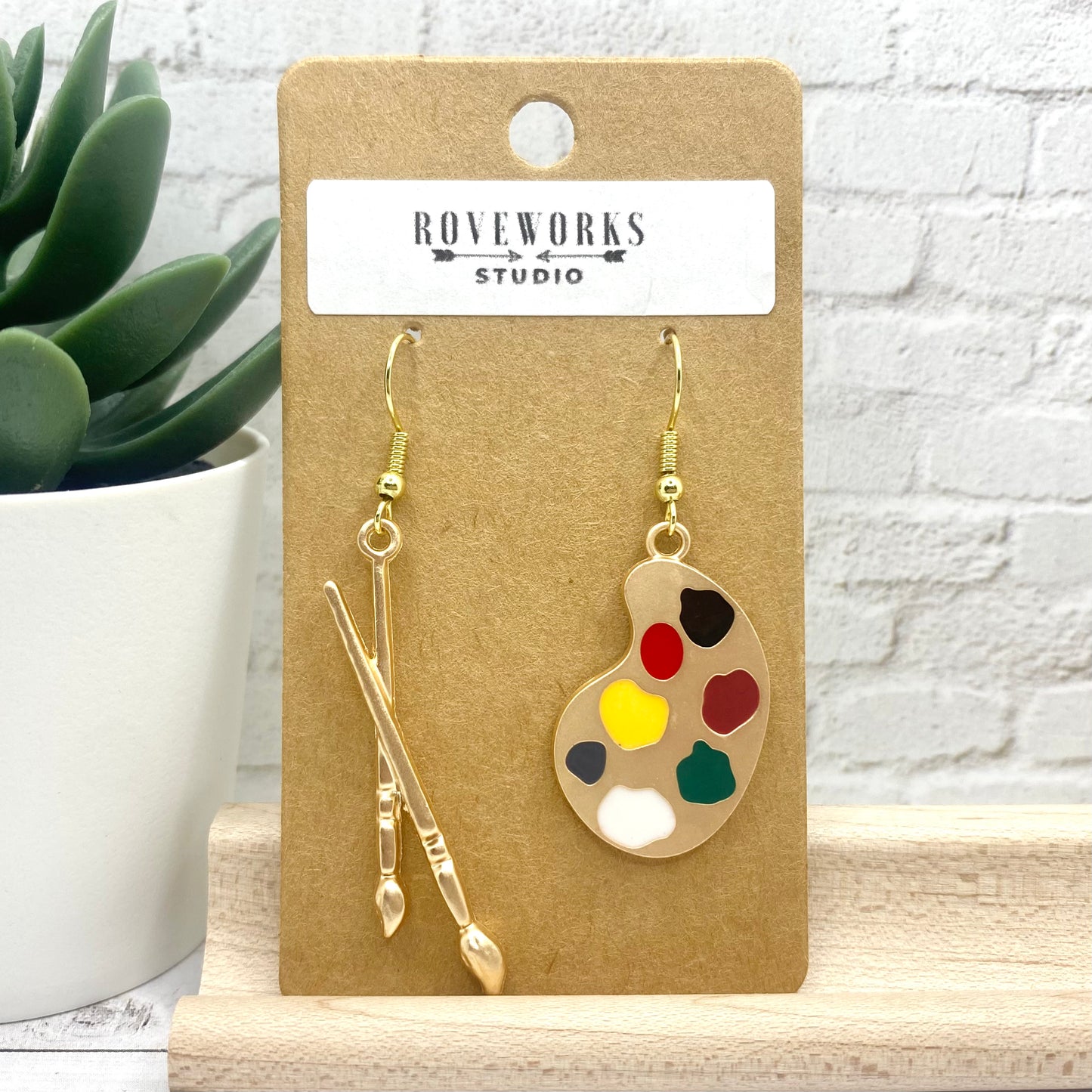 PAINT PALETTE & BRUSHES Mismatched Earrings