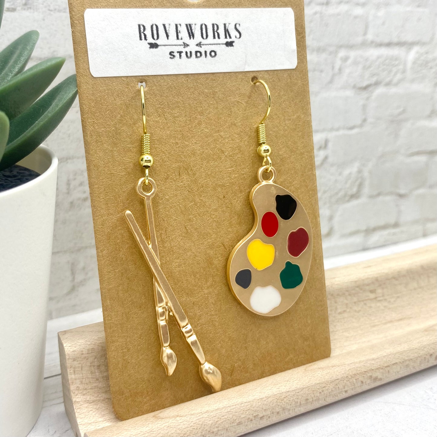 PAINT PALETTE & BRUSHES Mismatched Earrings