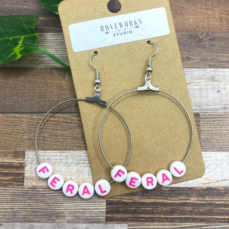 FERAL Word Earrings