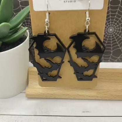 COFFIN BATS Spooky Earrings