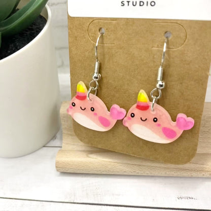 Pink NARWHAL Earrings