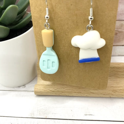 Mismatched CHEF Earrings - Spatula & Chef’s Hat