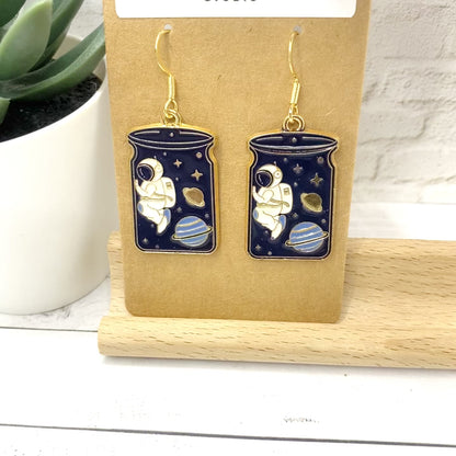 ASTRONAUT & PLANETS In Jars Earrings