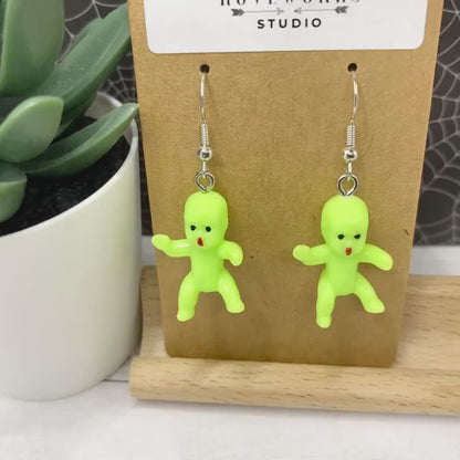 Creepy Green ALIEN BABY Earrings