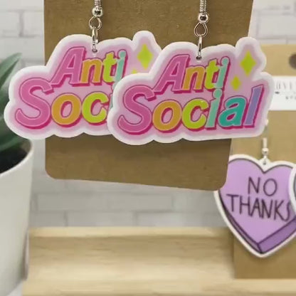 ANTI SOCIAL and No Thanks Earrings