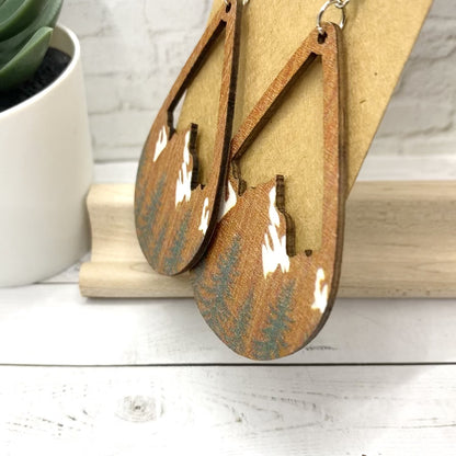 Big Teardrop MOUNTAIN SCENE Earrings