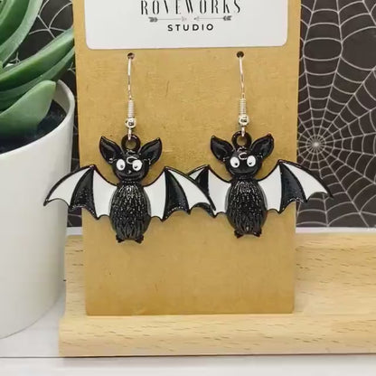 Cute Black & White BAT Earrings