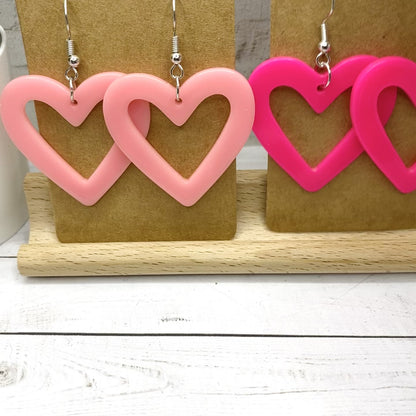 Big Pink HEART Outline Earrings