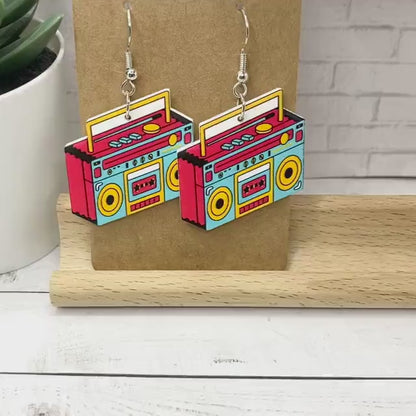 80s BOOM BOX Tape Player Earrings